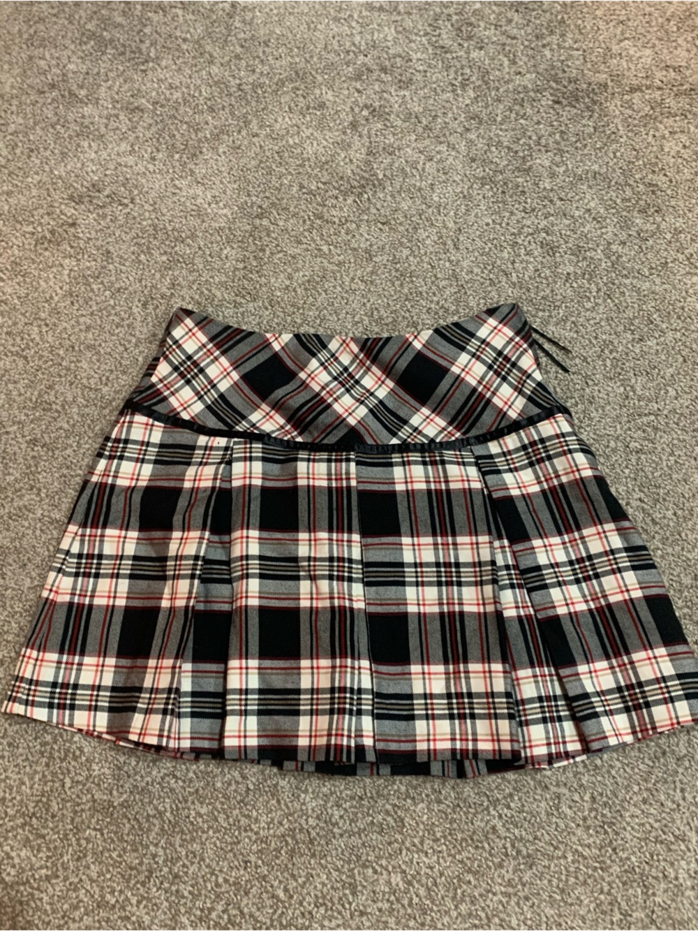 Plaid Pleated Circle Skirt in Black, White & Red